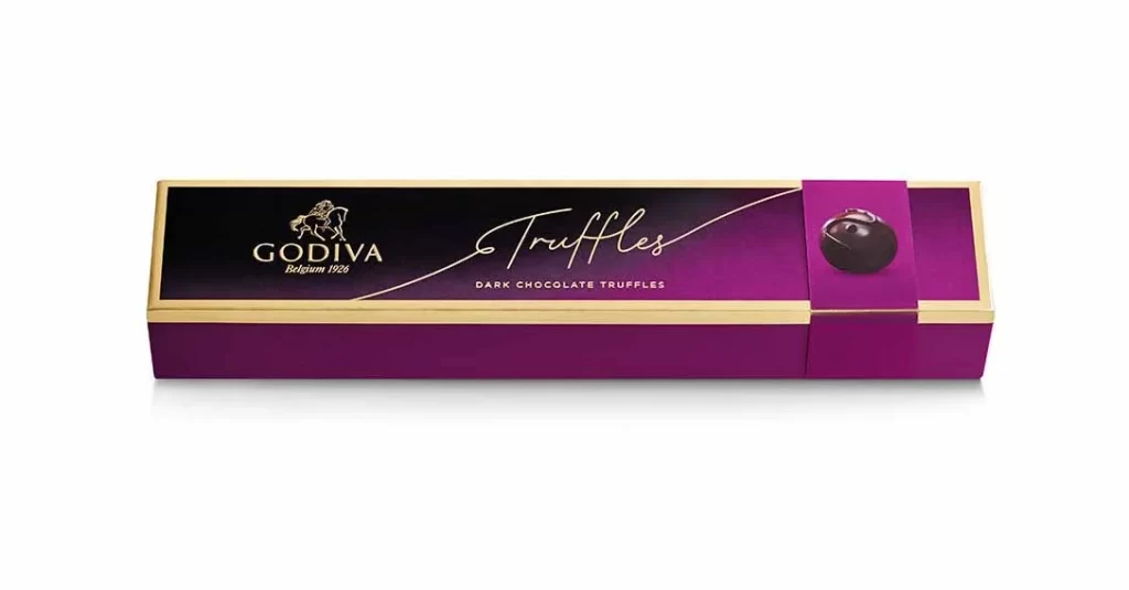 Godiva Dark Decadence Truffle Flight 6 pc Packaging
