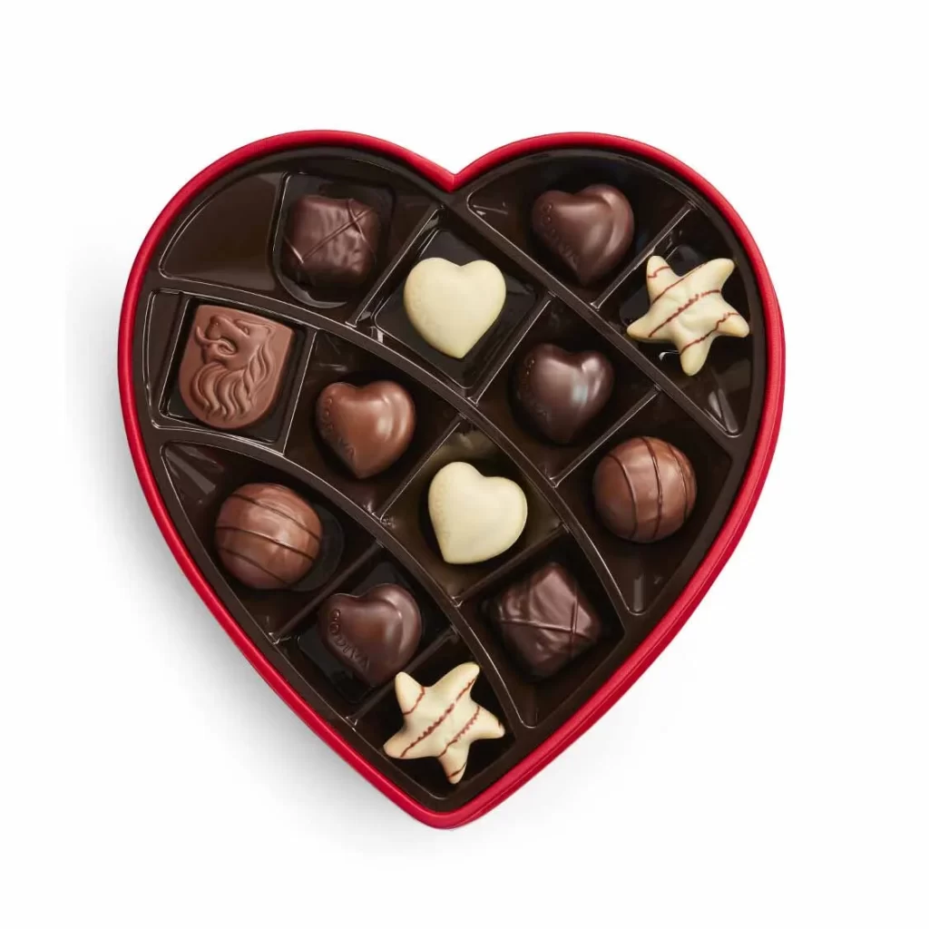 Godiva Fabric Heart Chocolate Gift Box 14 pc Packaging