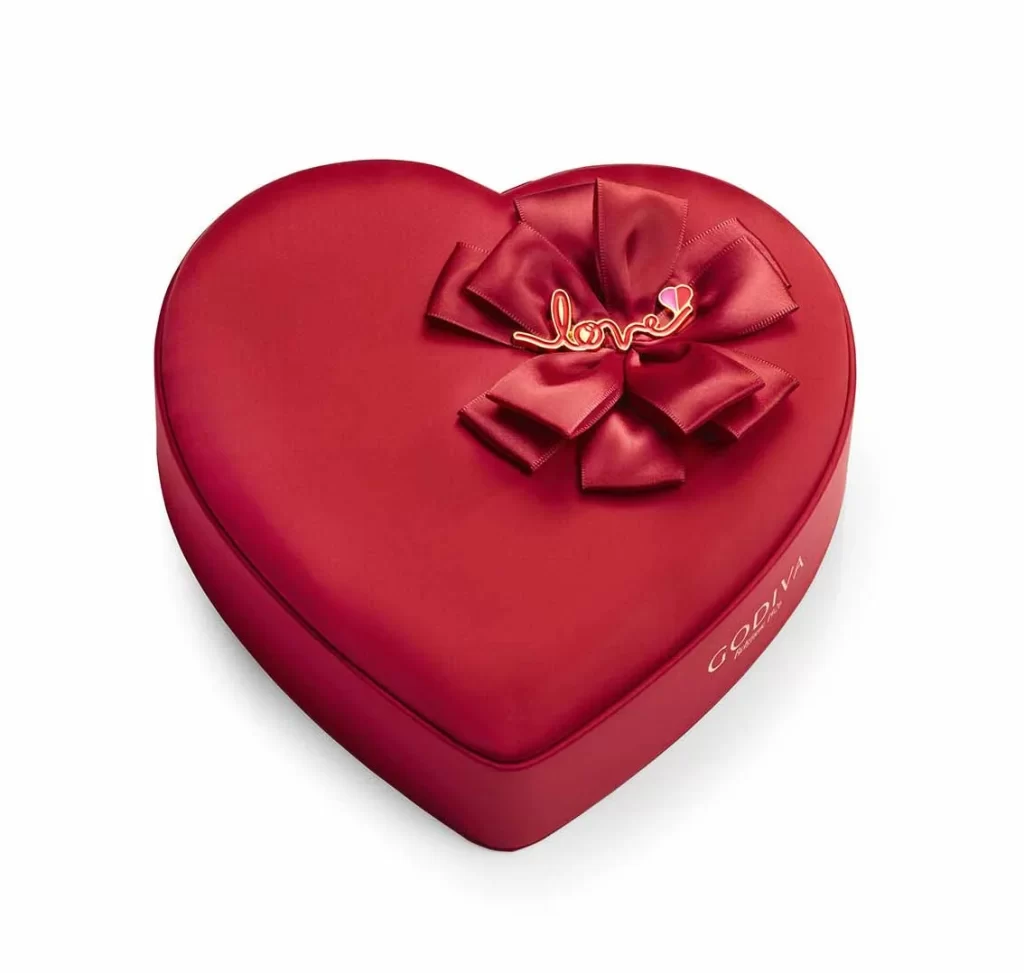 Godiva Fabric Heart Chocolate Gift Box 14 pc Packaging