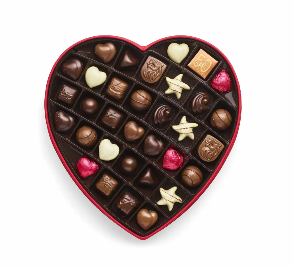 Godiva Fabric Heart Chocolate Gift Box 37 pc Packaging