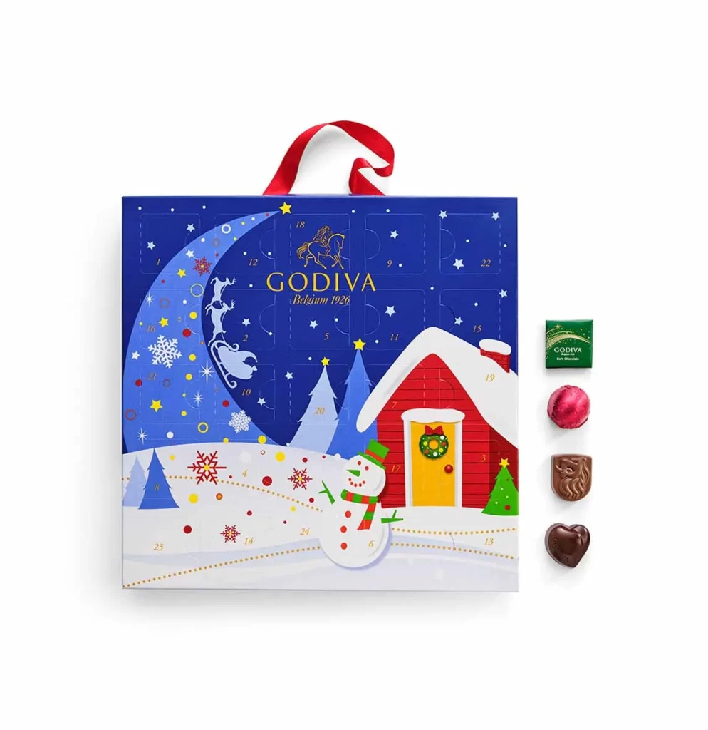 Godiva Holiday Chocolate Advent Calendar Set of 2 Packaging