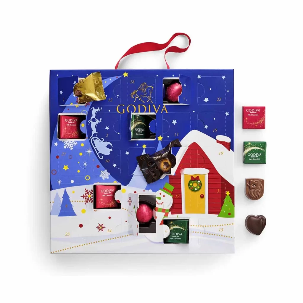 Godiva Holiday Chocolate Advent Calendar Set of 2 Packaging