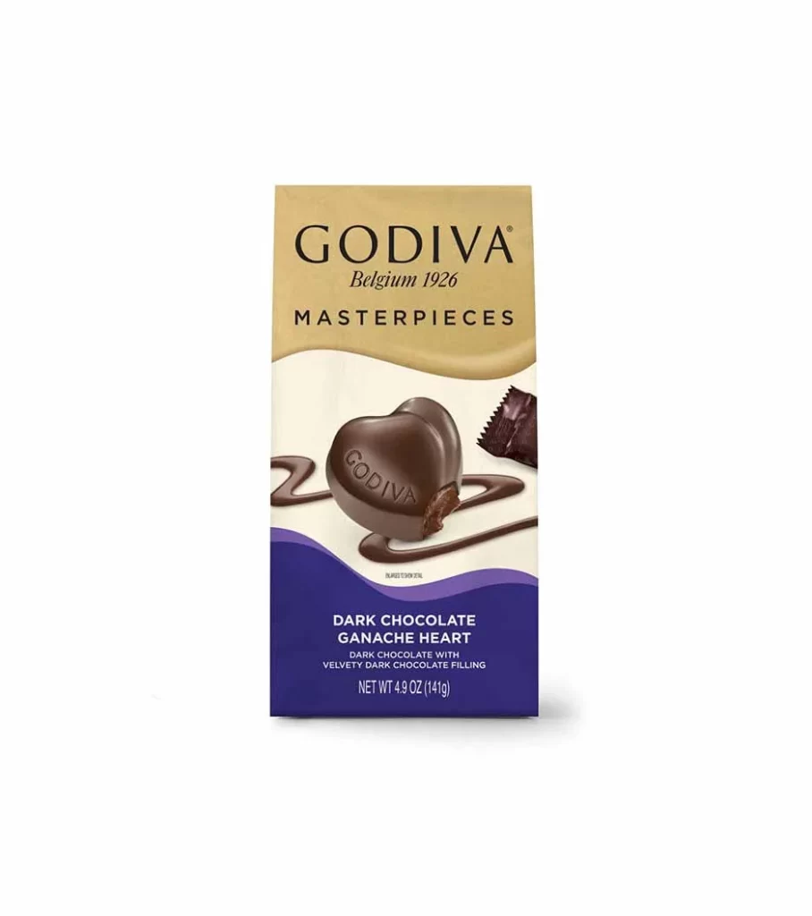 Godiva Masterpieces Dark Chocolate Ganache Hearts Set of 6 Packaging