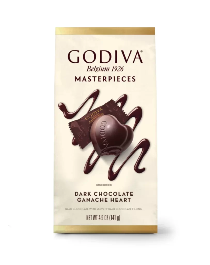 Godiva Masterpieces Dark Chocolate Ganache Hearts Set of 6 Packaging