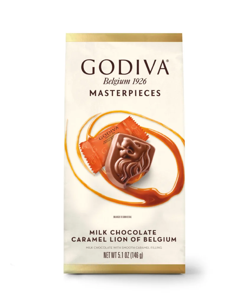 Godiva Masterpieces Milk Chocolate Caramel Lions of Belgium Set of 6 Packaging