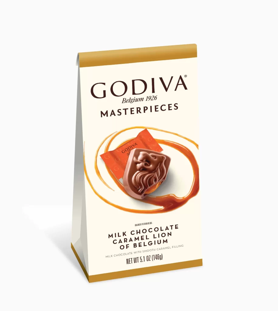 Godiva Masterpieces Milk Chocolate Caramel Lions of Belgium Set of 6 Packaging