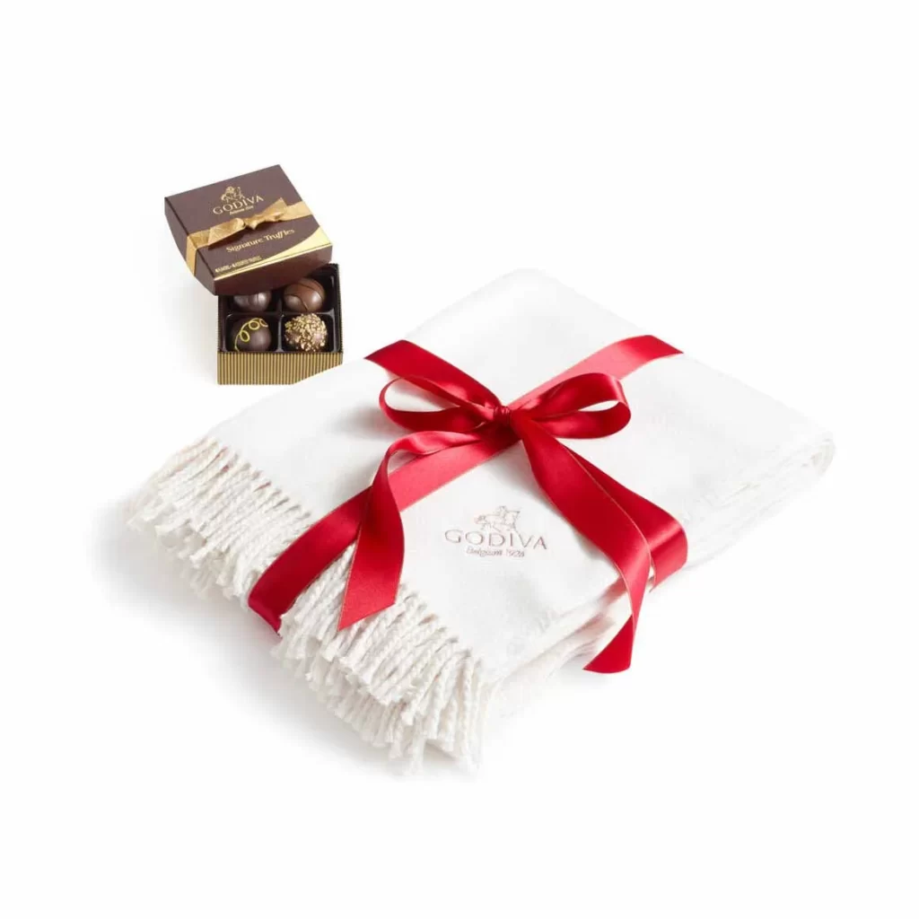 Godiva Throw with Signature Truffles 4 pc Packaging