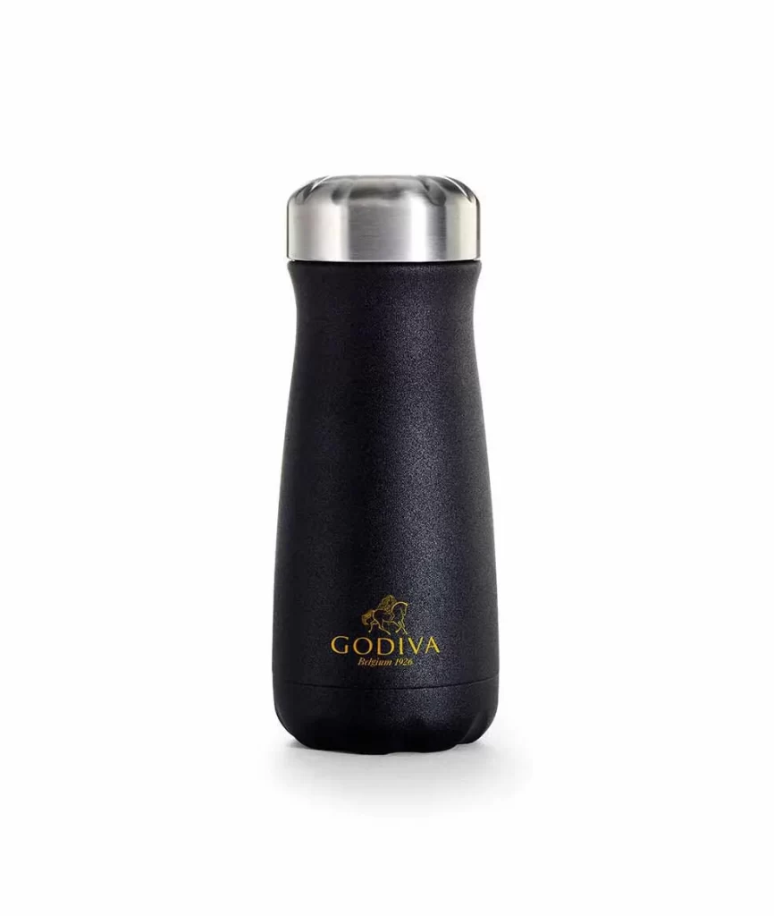 Godiva Traveler Bottle by Swell with Chocolate Truffle Coffee and Milk Chocolate Packaging