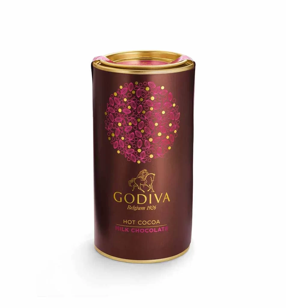 Godiva Traveler Bottle by Swell with Milk Chocolate Cocoa and Biscuits Packaging