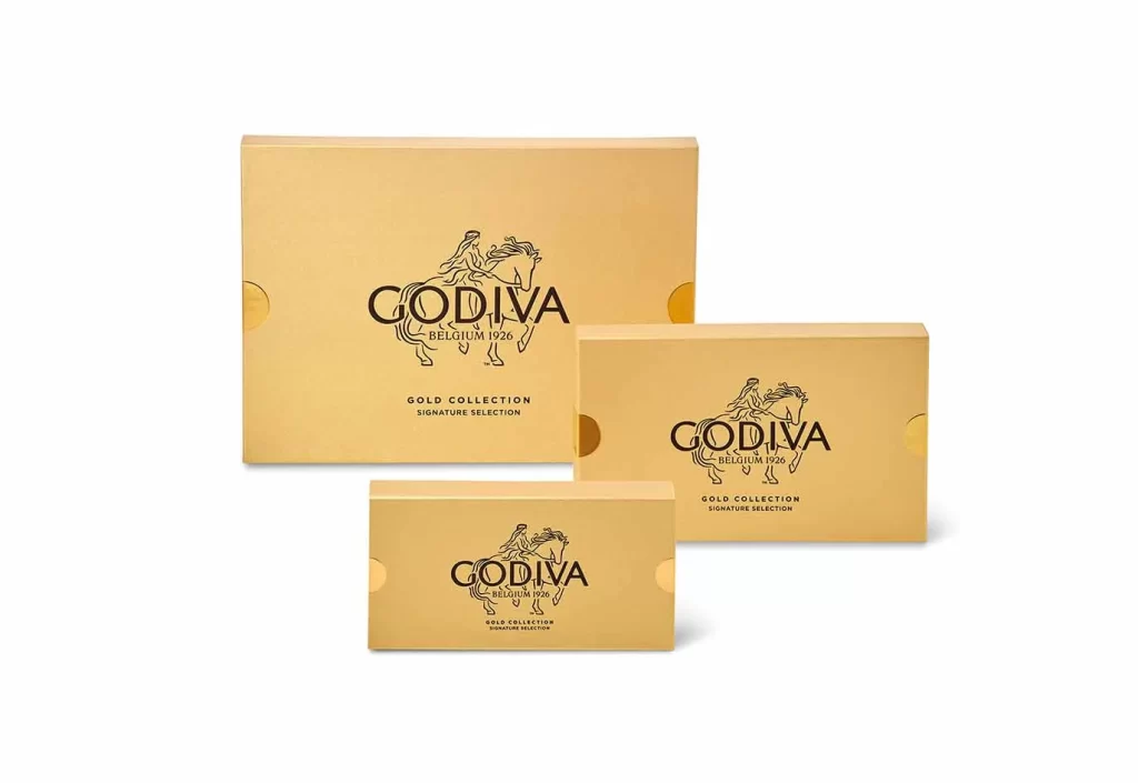 Godiva Gold Collection Gift Tower with Gold Ribbon Packaging