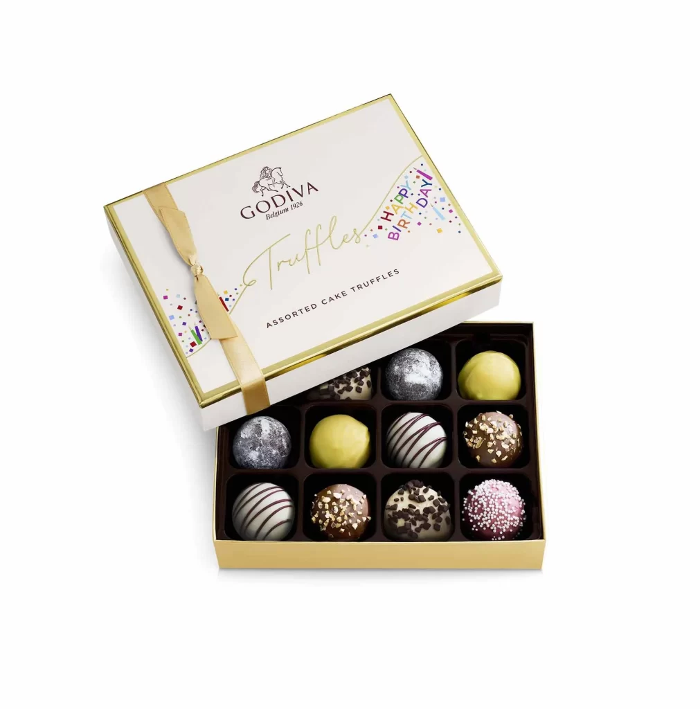 Godiva Happy Birthday Truffles Gift Box 12 pc Packaging
