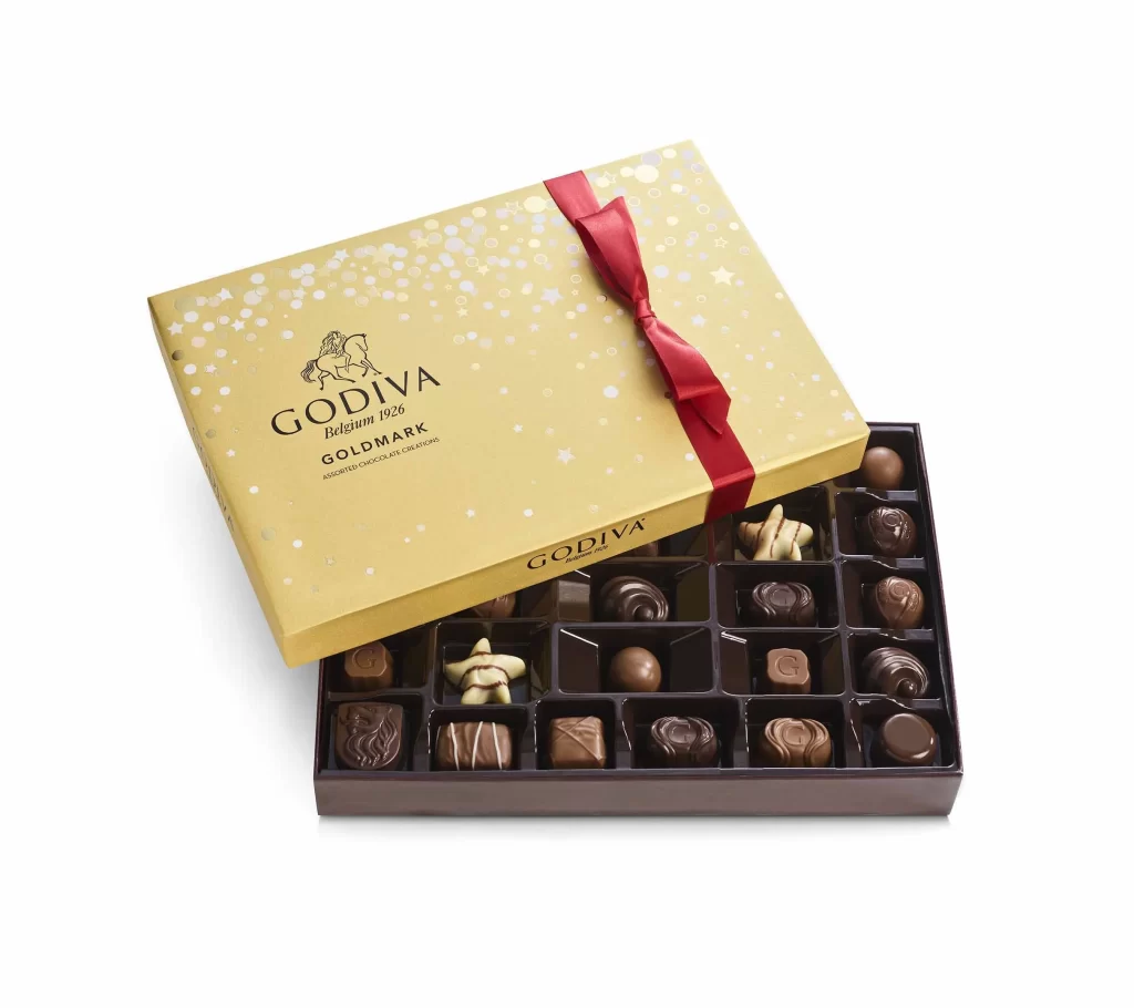 Godiva Holiday Goldmark Assorted Chocolate Gift Box 27 pc Packaging