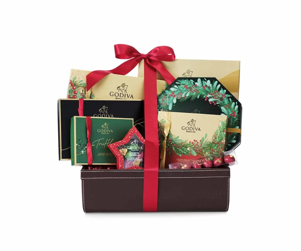 Godiva Holiday Luxury Chocolate Gift Basket Packaging