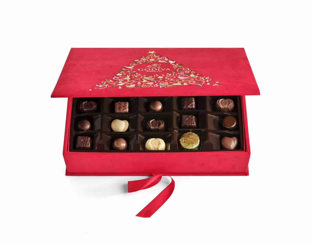Godiva Holiday Luxury Chocolate Gift Box 50 pc Packaging