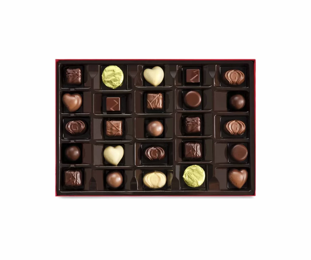 Godiva Holiday Luxury Chocolate Gift Box 50 pc Packaging