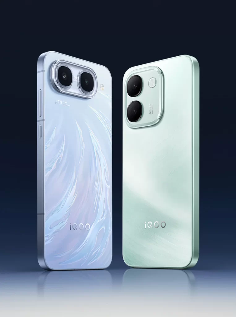 iQOO Neo Blue Green Dual Rear View Product Photography