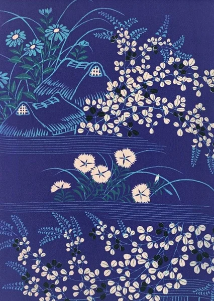 Japanese Blue Floral Pattern