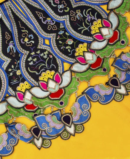 Japanese Embroidered Textile Floral Pattern