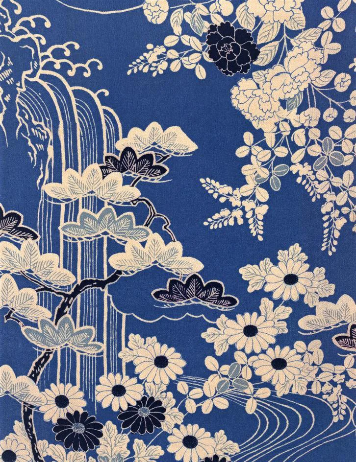 Japanese Floral Pattern Deep Blue
