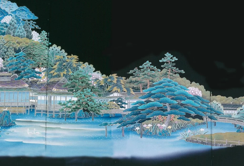 Japanese Garden Pond Landscape Painting