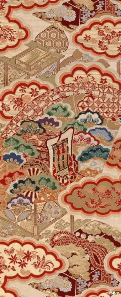Japanese Textile Chrysanthemum Pattern