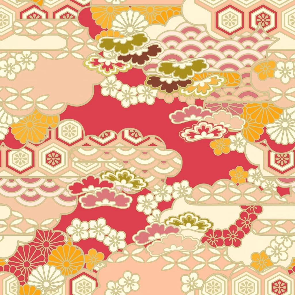 Japanese Traditional Pattern Red
