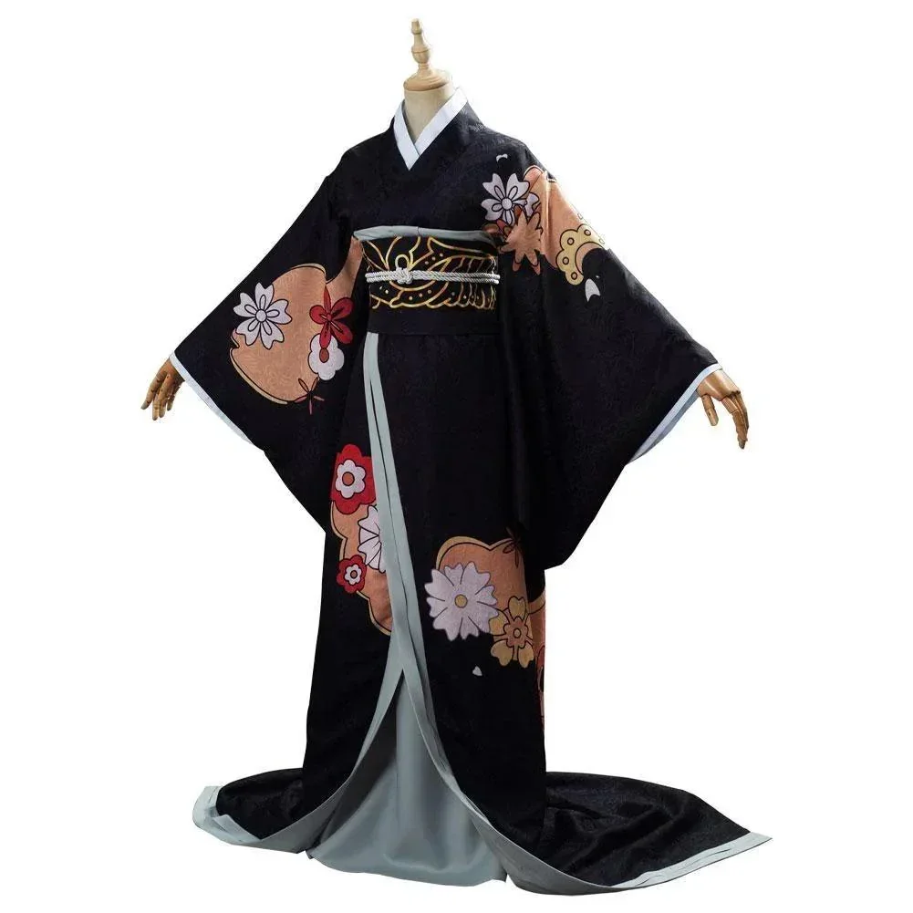 Kimono Black Floral Pattern Dress Form