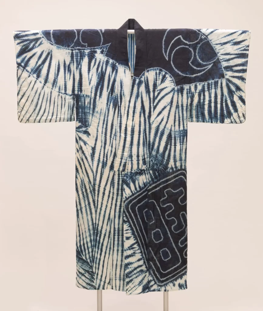 Kimono Blue White Pattern Japanese Traditional Clothing