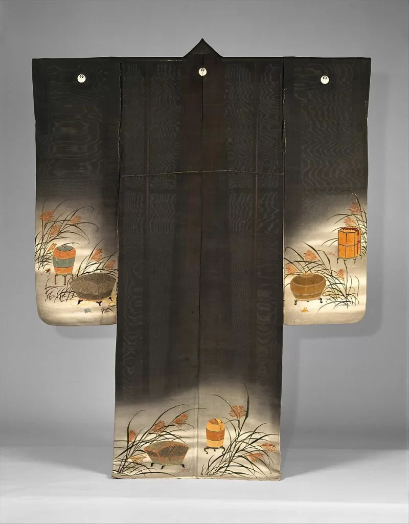 Kimono Dark Subtle Pattern Japanese Traditional Clothing