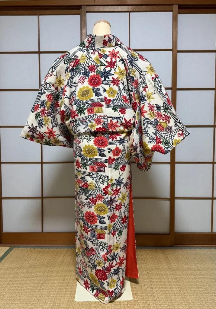 Kimono Floral Geometric Pattern Dress Form