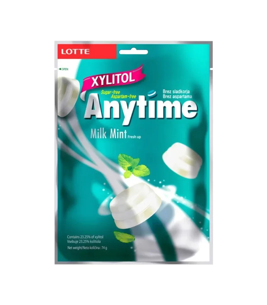 LOTTE Xylitol Anytime Milk Mint Packaging