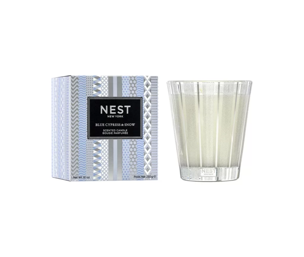 Nest New York Blue Cypress Snow Classic Candle Packaging