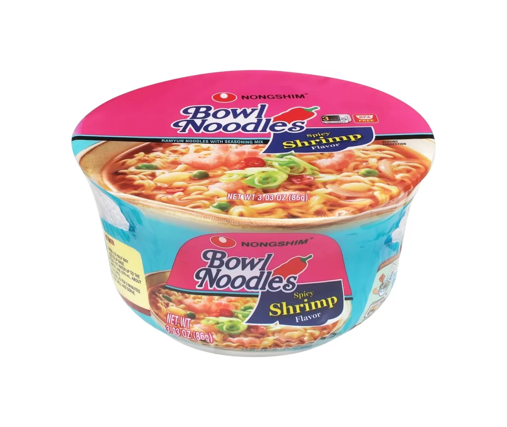 Nongshim Spicy Shrimp Bowl Noodle Packaging