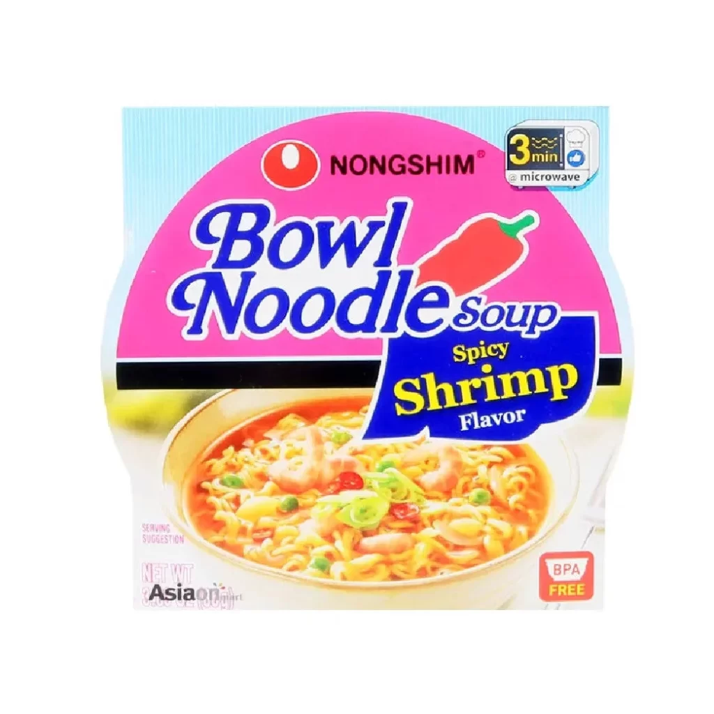Nongshim Spicy Shrimp Bowl Noodle Multipack Packaging
