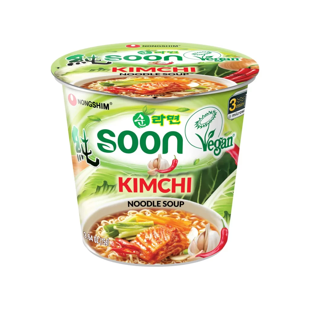 Nongshim Vegan Kimchi Cup Noodle Multipack Packaging