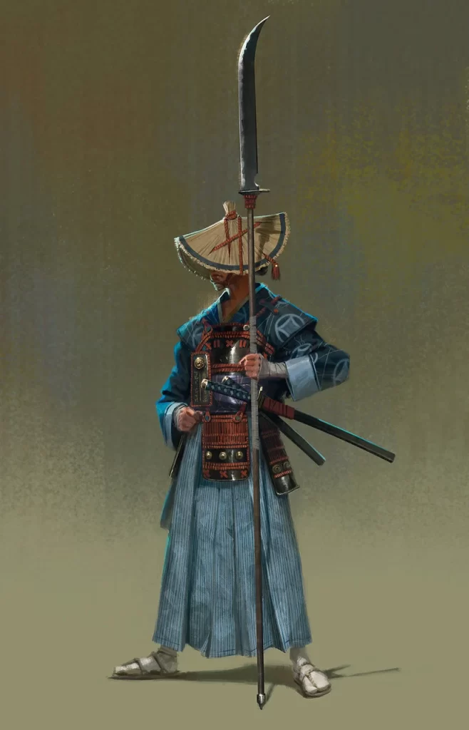 Samurai Warrior Spear Illustration
