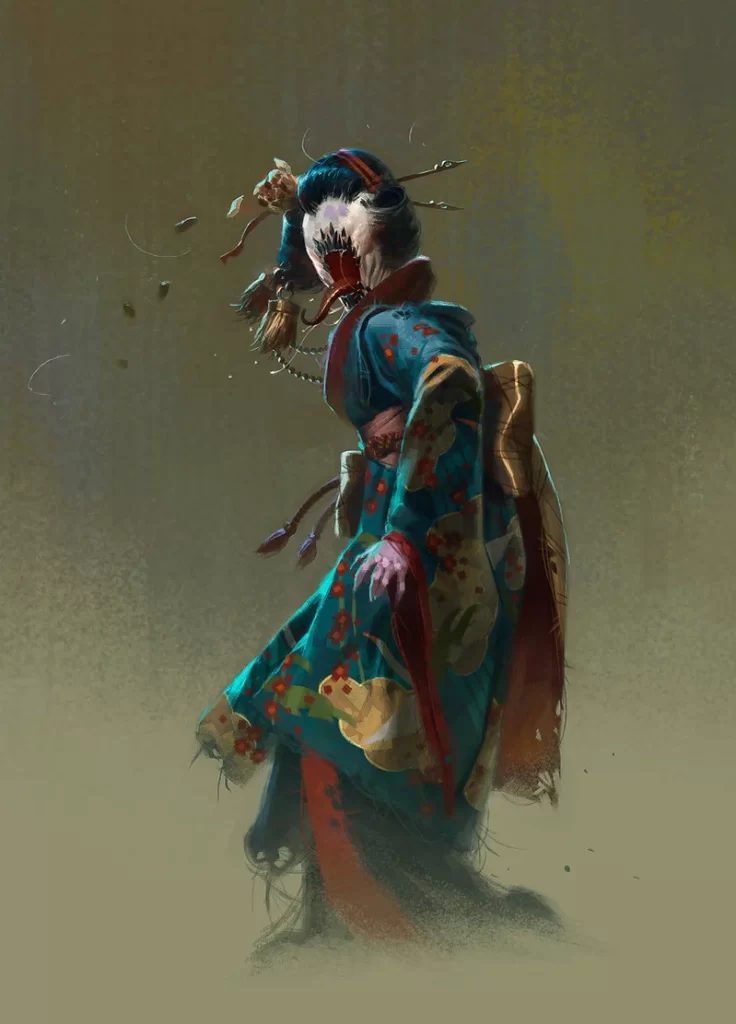 Japanese Supernatural Figure Illustration