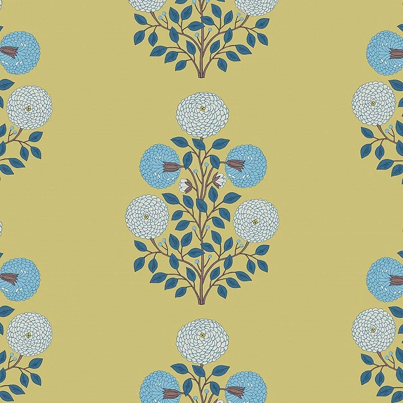 Nancy Wolff Blue White Floral Leaf Pattern