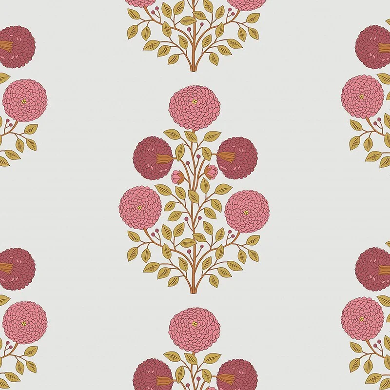 Nancy Wolff Pink Green Floral Leaf Pattern