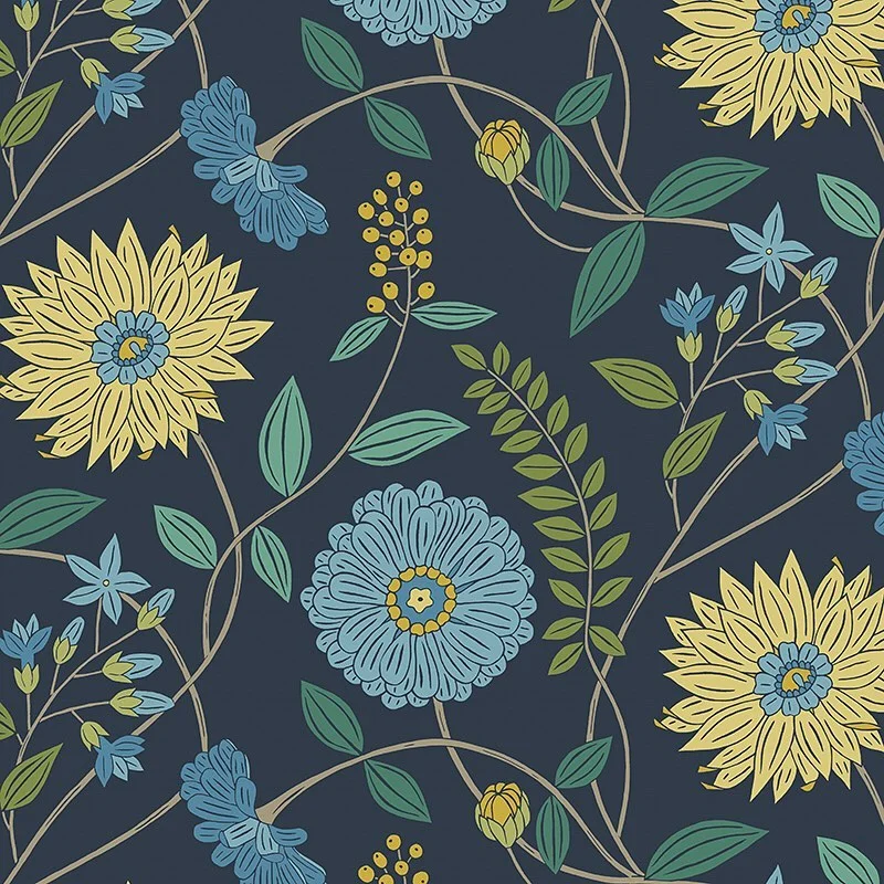 Nancy Wolff Yellow Blue Floral Pattern