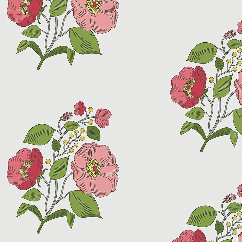 Nancy Wolff Pink Green Floral Leaf Pattern