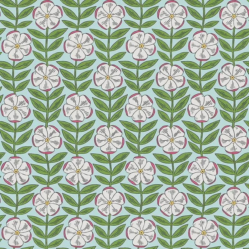 Nancy Wolff Green White Leaf Floral Pattern