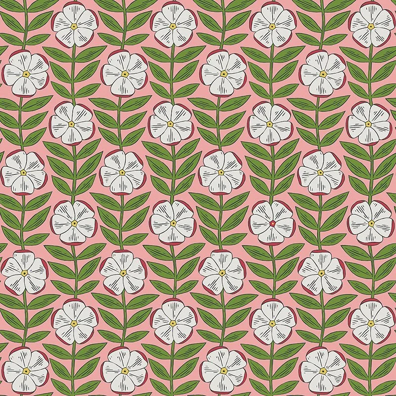 Nancy Wolff White Green Floral Leaf Pattern