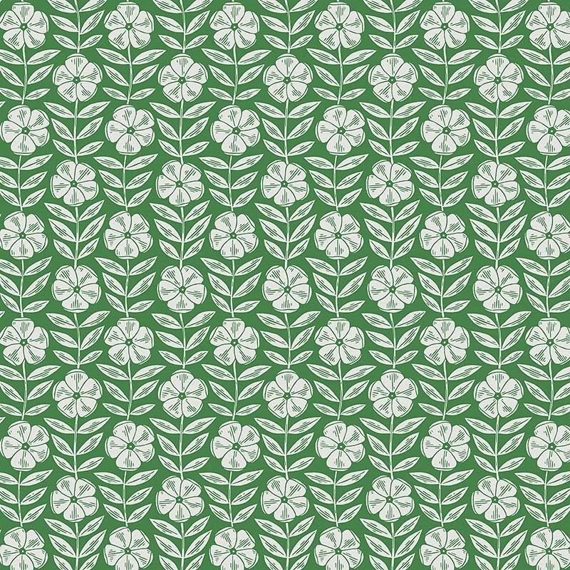 Nancy Wolff Green White Floral Leaf Pattern