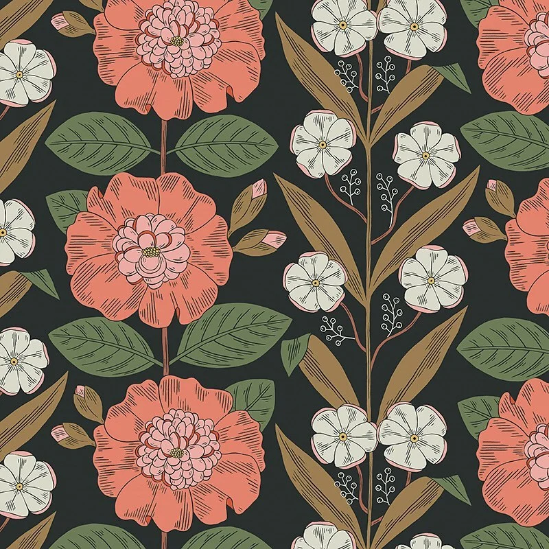 Nancy Wolff Pink Green Floral Leaf Pattern