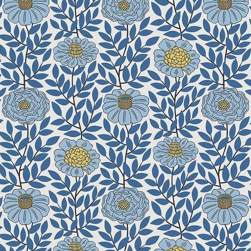 Nancy Wolff Blue Yellow Floral Pattern