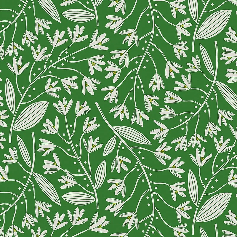 Nancy Wolff Green White Floral Motif Pattern
