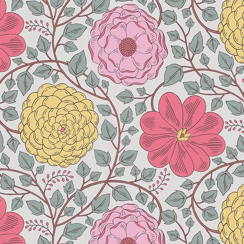 Nancy Wolff Pastel Light Floral Leaf Pattern