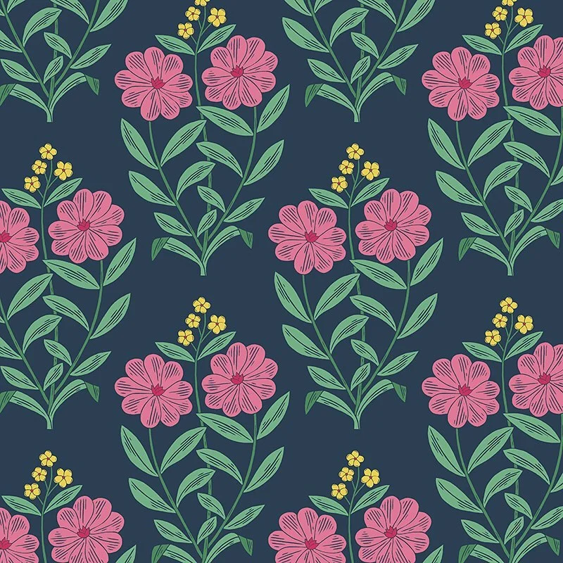 Nancy Wolff Pink Green Floral Leaf Pattern