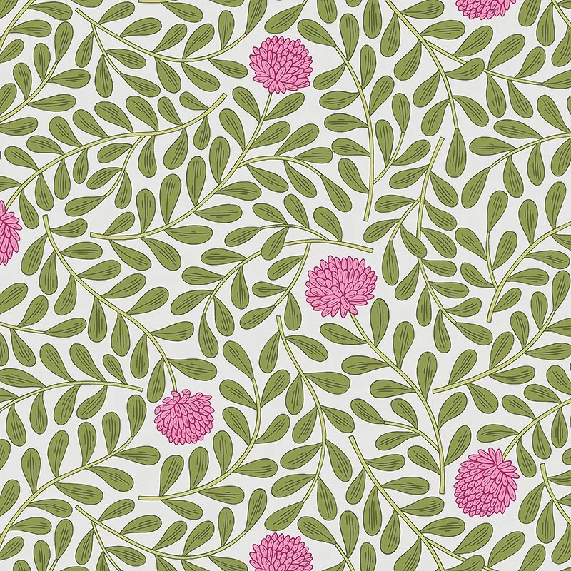 Nancy Wolff Green Pink Leaf Floral Pattern